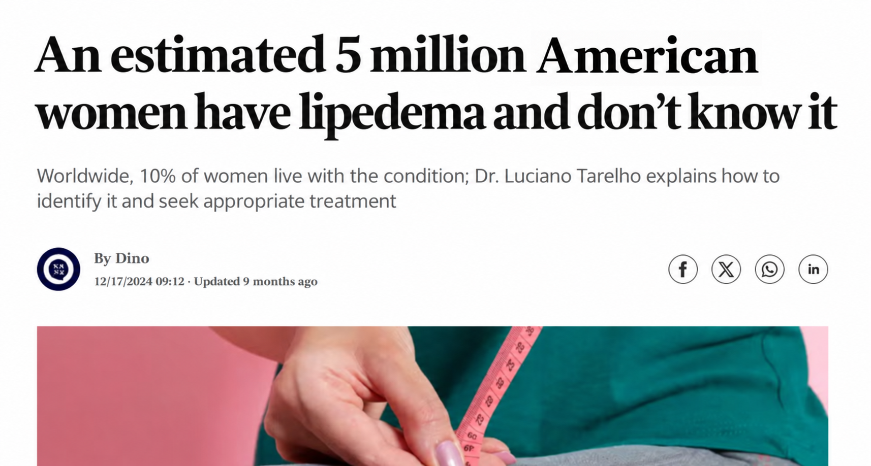 News headline: An estimated 5 million American women have lipedema and don't know it